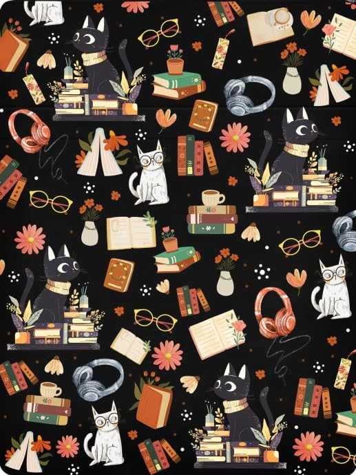 Cat Book Sleeve with Zipper, Book Sleeve Gifts for Book Lovers, Book Cover for Cats Lovers, Book Covers for Paperbacks, Gifts for Chritsmas Thanksgiving 11.2x8.3 inch
