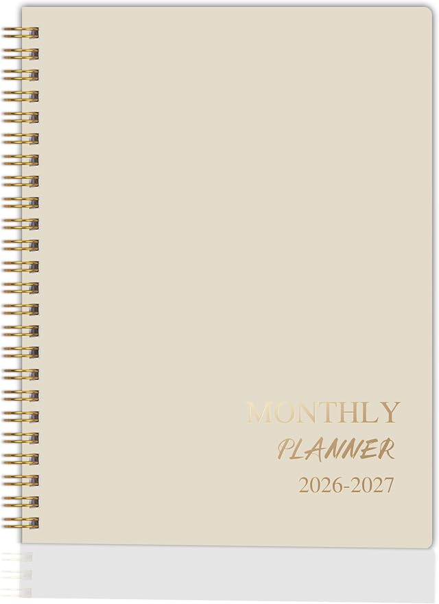 2026-2027 Monthly Planner - Jan. 2026 - Dec. 2027, 2 Year Calendar 2026-2027 Monthly Planner, 7.5" x 10", 24 Months Calendar with Note Pages, Twin-wire Binding, for Office, School Home Planning - Beige