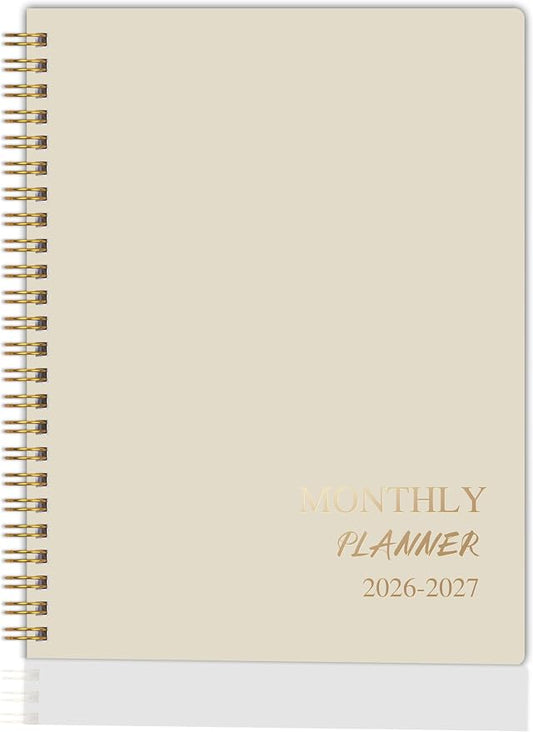 2026-2027 Monthly Planner - Jan. 2026 - Dec. 2027, 2 Year Calendar 2026-2027 Monthly Planner, 7.5" x 10", 24 Months Calendar with Note Pages, Twin-wire Binding, for Office, School Home Planning - Beige