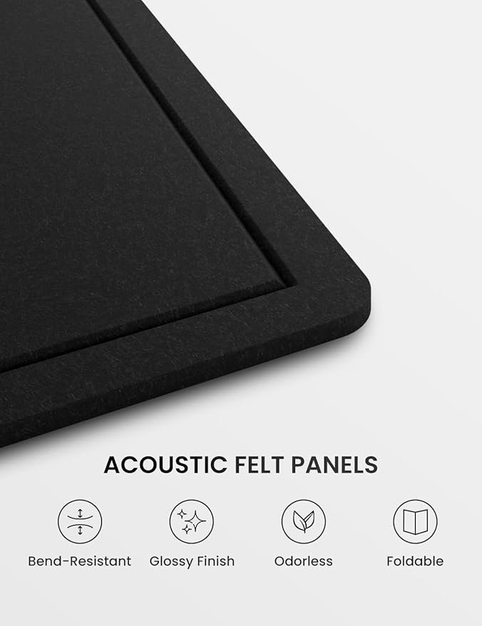 Fluxnara Bulletin Board,Cork Board Alternative with Safe Removable Adhesive Tabs, Foldable Felt Pin Board for Home Office, Classroom, Bedroom,Entryway for Walls (Black, 59 x 35.4 inches)