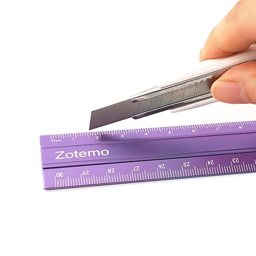 2-in-1 Foldable Metal Ruler & Protractor -15cm Compact to 30cm Extended, Precision Laser Etched Metric Scale, Aluminum Folding Small Ruler for Planner Journaling Drafting Drawing (Lavender)