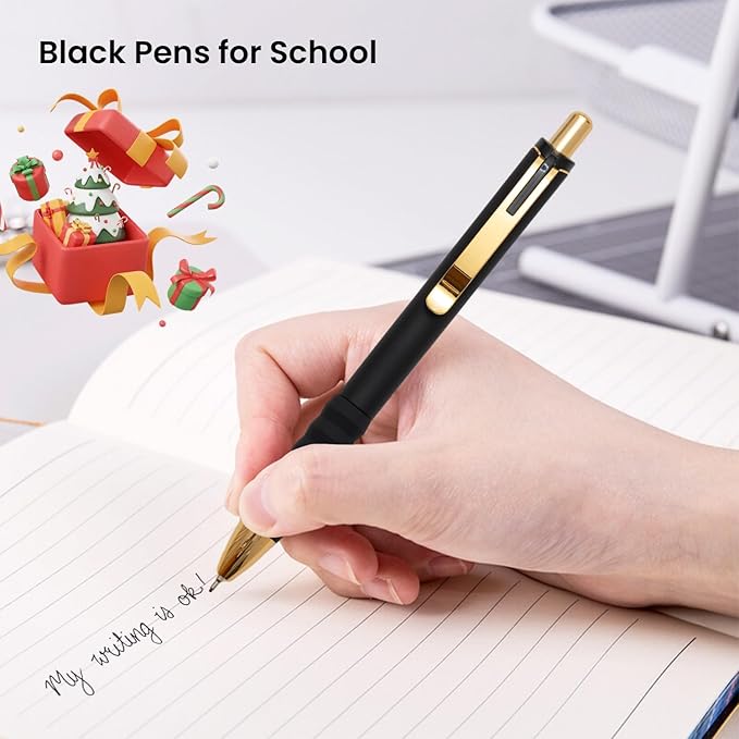 Aisibeiger Ballpoint Pens Black Ink Ball Point Pen with Super Soft Grip Medium Point 1.0mm for Office (Vintage 12-count)