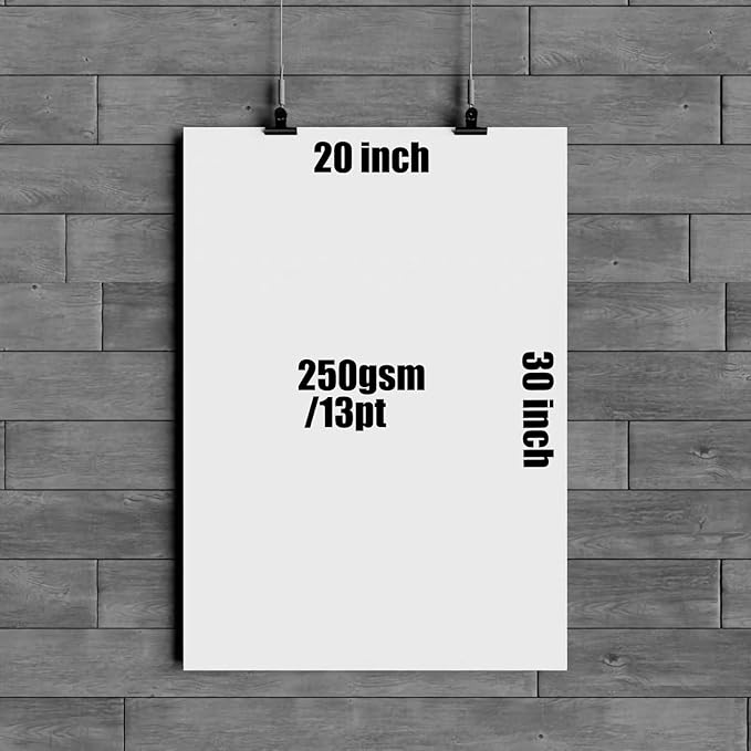 20×30” Poster Board 50pcs White Poster Paper Poster Board Bulk suitable for DIY, Crafts, Signs Project Presentations, Drawing and School Supplies,250GSM Thickness Blank Large Posterboard