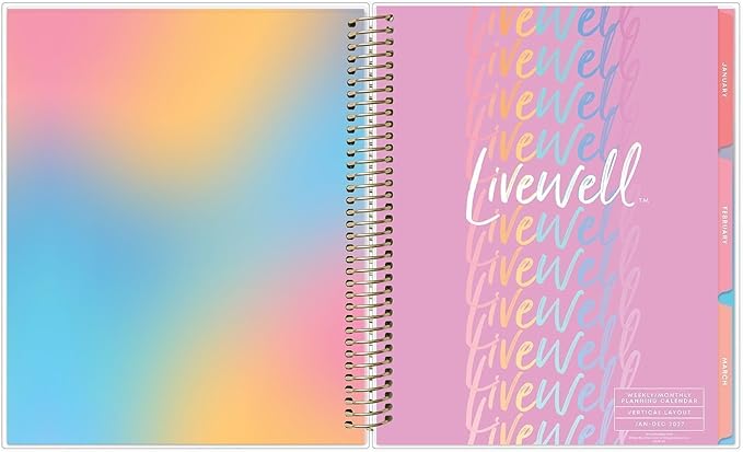 Blue Sky Livewell 2027 Weekly and Monthly Planner Calendar, January 2027 - December 2027, 7" x 9", Flexible Cover, Durable Twin Wire Binding, Colorful Pages, Storage Pocket, Includes Stickers, Magenta