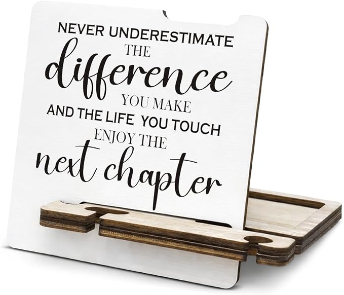 Inspirational Retirement Gifts for Coworker Boss Leader Colleague - Multi-functional Desk Organizer - Motivational Office Quote Wooden Sign for Office Desk Shelf Decor