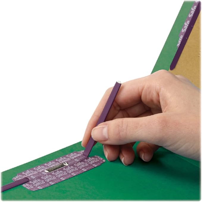 Smead Pressboard Classification File Folder with SafeSHIELD Fasteners, 1 Divider, 2" Expansion, Letter Size, Green, 10 per Box (13733) (Pack of 1)
