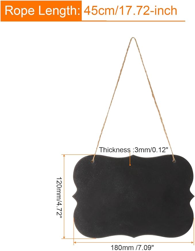 uxcell 6Pcs Hanging Chalkboard Signs, 7.1 x 4.7 Inch Wood Double Sided Small Chalk Board Erasable Message Blackboard for Cafe Home Office Special Event Decoration