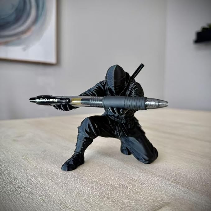 Ninja Pen Holder for Desk, Black Ninja Decor Pen Stand Pencil Holder Desk Accessories for Office Home Classroom