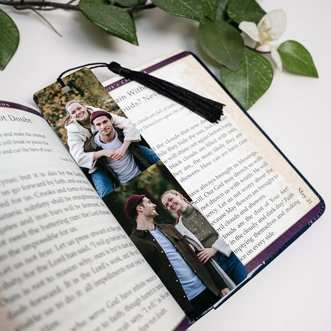 Custom Metal Bookmark with Personalized Photo and Text (2 Images)