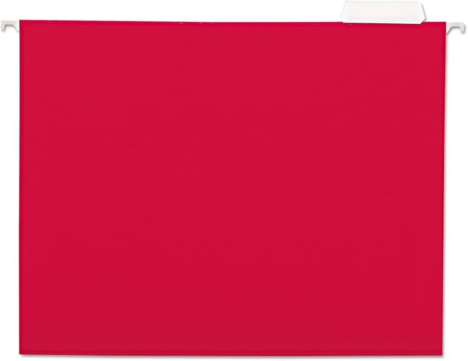 Universal Deluxe Bright Color Hanging File Folders, Letter Size, 1/5-Cut Tabs, Red, 25/Box