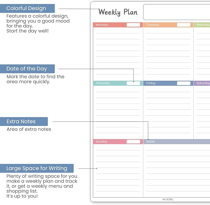 ALEZEL Magnetic Fridge Calendar Whiteboard, Dry Erase Refrigerator Calendar Set (3 Boards) - Magnetic Weekly Calendar for Fridge, Dry Erase Calendar, Grocery List White Board, 3 Markers + Eraser