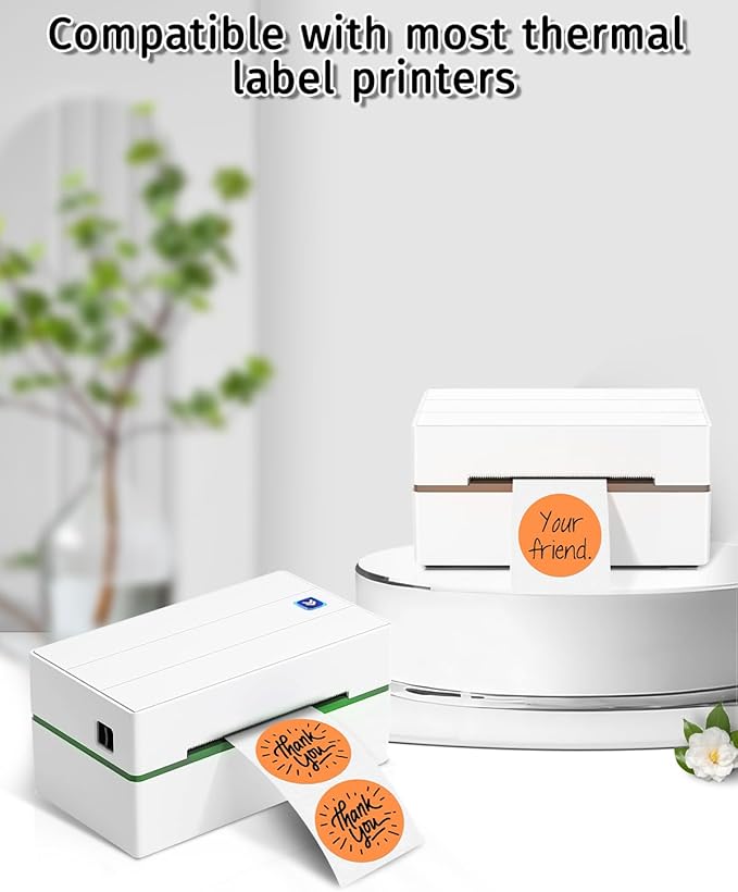 iEager 2 Inch Round Thermal Labels, Circle Thermal Printer Stickers, Durable Circular Label Printer Sticker for Business, Logo, Gift, 500 Labels/Roll, Orange