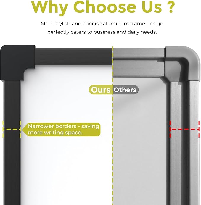 MaxGear Magnetic Dry Erase White Board, 36 X 24 Inches Double Sided Whiteboard, Black Aluminum Frame White Board for Wall, Hanging Planner Board with Dry Erase Marker for School Office Home