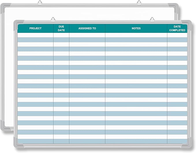AmazingSpark Lined Whiteboard Blank Grid Aluminum Frame Dry Erase Board Reusable Wall Mounted Board for Scheduling, to Do Lists Weekly Planning Home Work(36 x 24 Inch,Colorful Project Planning)