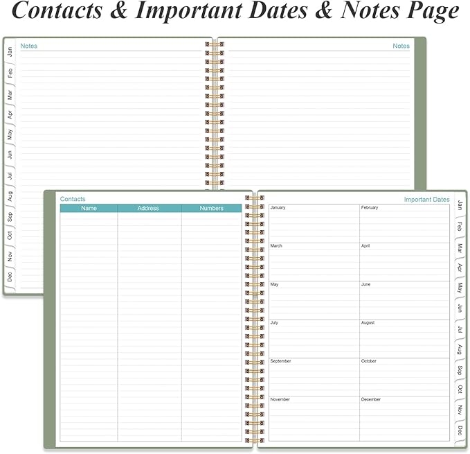 2026 Planner - Planner 2026 from January 2026 to December 2026 with 12 Monthly Tabs, Flexible Cover, Inner Pocket, 8.5" x 11", Green-C