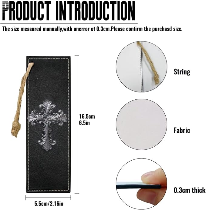 Retro Religious Style Cross Bible Case with Bookmark Waterproof Bible Cover Case for Women Lightweight Bible Bag with Handle Pockets Church Book Bag Black