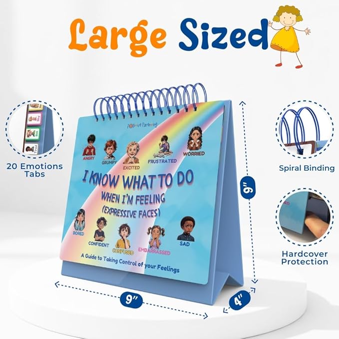 Thought-Spot Expressive Faces Flipbook | Emotions Wheel & Feelings Chart | Emotional Regulation Tool for Home, Class, Calm Down Corner | Helps Kids Learn Coping Skills | Autism Must-Have