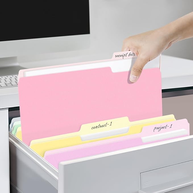 SUNEE File Folders, 150 Pack Manilla Folders 8.5 x 11, Colored File Folders Home Office School Supplies for Documents Files Paper, 6 Bright Colors