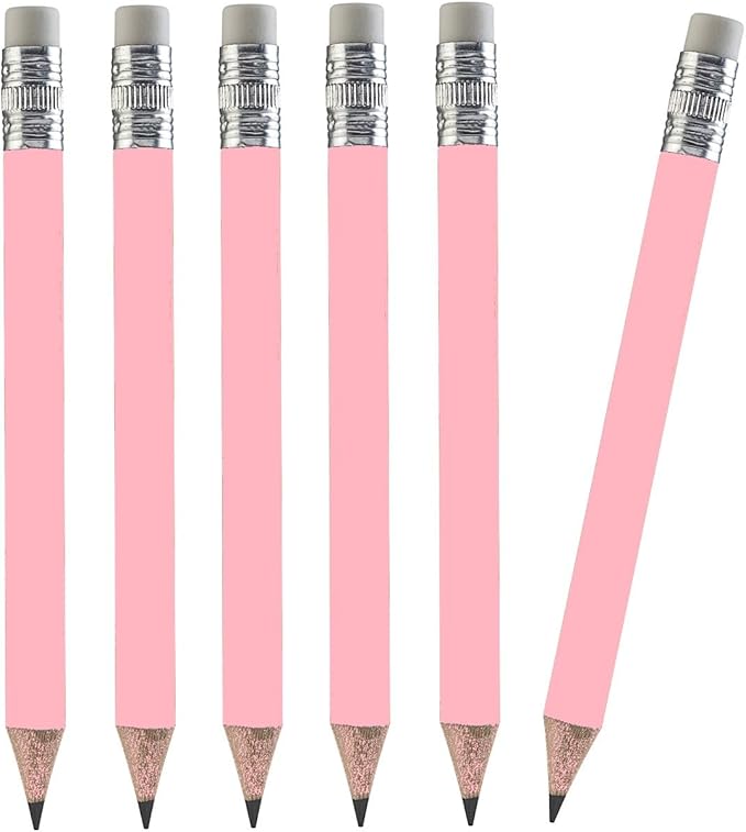 TH Golf Wood-Cased #2 Mini Pencils With Eraser, Pre-sharpened, HB Lead Bulk Box, 200 Count (Light Pink)