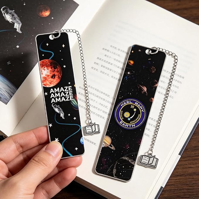 Project Hail Mary Double-Sided Metal Bookmark Jazz Hands Movie Fan Collection Gift Rocky Sci-Fi Book Lover Gift Book Accessory (Project Hail Mary)