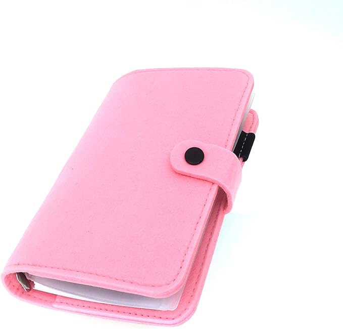 A6/ A5 6-Holes Felt Cover Round Ring View Binder File Folder for Loose Leaf Sheet Protectors/Notebook Refill/DIY Scrapbooking/Binder Cover Protector (Tender Pink, A6 Combo)