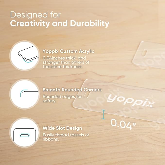 YOPPIX 6x2” Acrylic Bookmark Blanks- 30 Pieces Acrylic Bookmark Kit with 30 Pcs Ribbon for Reading Lovers DIY Crafts Hanging Tag Gifts Tag Price Tags, Graduation Back to School Gifts(Rectangle)