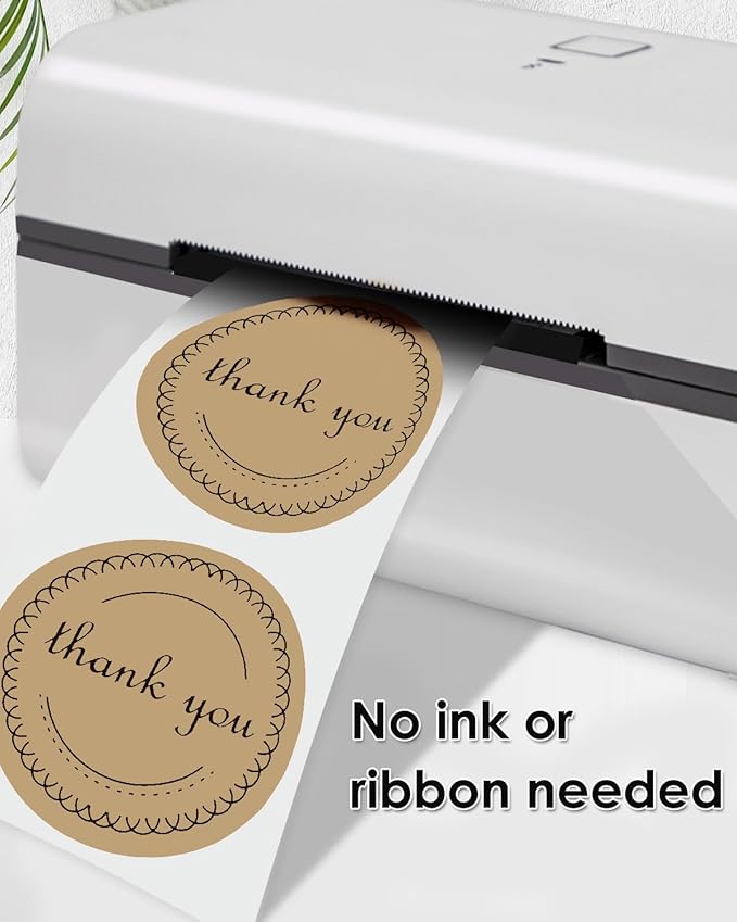iEager 3 Inch Circle Thermal Sticker Labels, Self-Adhesive Round Direct Thermal Label, Multi-Purpose Roll Thermal Stickers, 500 Labels, Brown
