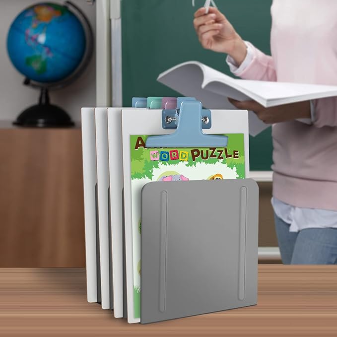 Acrimet 4-Section Vertical Metal File Sorter, Desktop File Organizer for Papers, Folders & Documents, Space-Saving Office Organizer, Silver