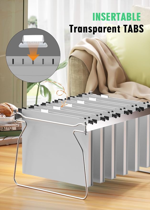 Extra Capacity Plastic Hanging File Folder, 12 Pack Reinforced Hang Folders Letter Size, Heavy Duty 1 Inch Expansion Filing Cabinet Folders, for Bulk Files, Medical Charts, Grey