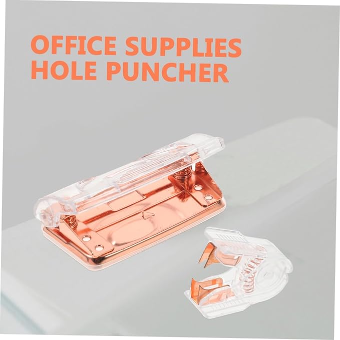 TEHAUX 4sets Cardboard Two Hole Puncher and Stapler Remover Set Rose Gold Office Supplies for Easy Document Organization and Efficient Staple Removal