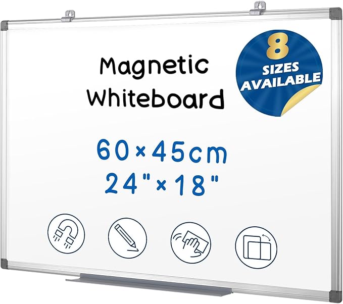S SWANCROWN Magnetic Whiteboard 18 x 24 Inch Dry Erase Board Wall Mounted White Board for Meeting/Planning/Displaying