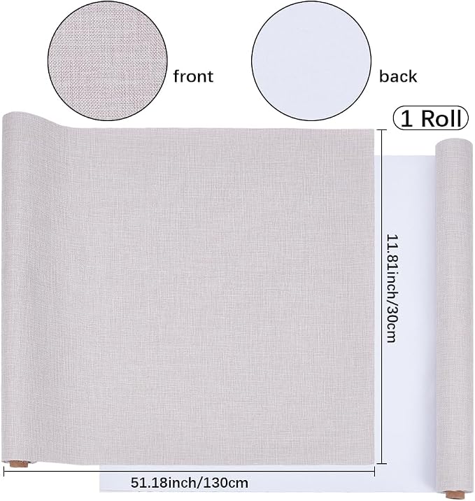 CRASPIRE 51 x 11.8 Inch Book Binding Cloth Book Cover Fabric with Paper Back Old Lace Linen Woven Polyester Bookcover for Books Album Scrapbooking Archival DIY Covering Bookbinding Protector