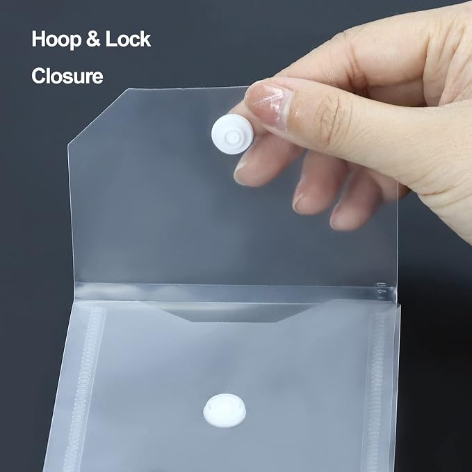 Plastic Envelopes 10 Pack Poly Envelopes Hook Loop Closure,Receipt Stickers Storage Holder Document Folders for Receipt Cash Organization（7.87x3.94 inch）