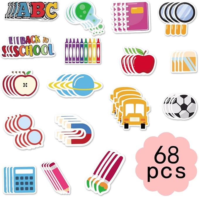 Threetols 68-Piece Multicolor Letter Print School Bulletin Board Decorations, Cutouts for Classroom, Kindergarten, Party Supplies