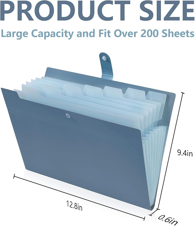 2Pack Accordion File Organizer Expanding File Folder with 8 Pockets, Bulk Letter Size Portable Paper Document Organizer for Office Home Business Supplies