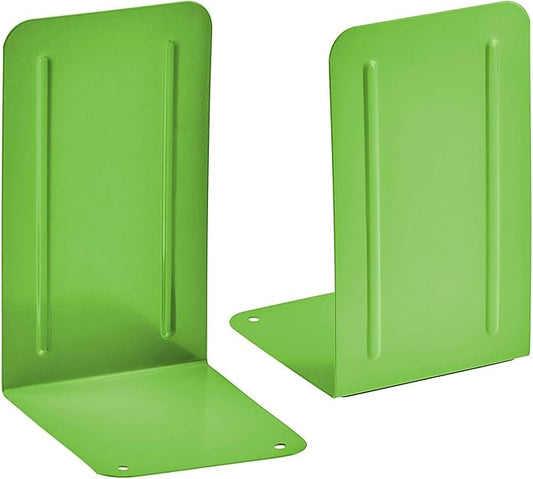 Acrimet Bookends for Shelves, Non-Skid Book Holder, Heavy Duty Book Stopper, Steel Metal Book Ends Storage for Home, Library, 6 7/8" H x 4" W x 4 1/2" D (Green Citrus) (1 Pair / 2 Pieces)