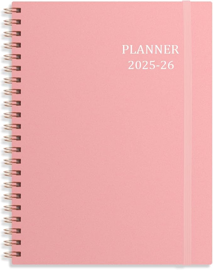 Tiankool Planner 2026, Jan 2026 - Dec 2026 Weekly Monthly Planner with 12 Monthly Tabs and Elastic Closure, Inner Pocket, Round Corner,5.8" x 8.25"- Pink