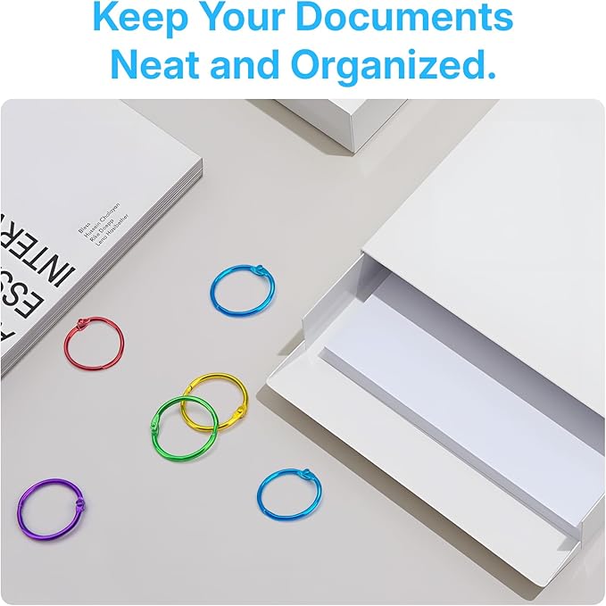 OWLKELA 1 Inch Binder Rings (50 Pack), Office Book Rings, Loose Leaf Rings, Metallic Assorted Colors, Ideal for Crafts, Documents, Photos, and Scrapbooking