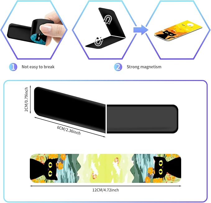 48 Pieces Magnetic Bookmarks Magnet Page Markers - Book Marks for Reading Women & Men with Storage Boxes - Gifts for Cat Lovers, Cute Magnet Bookmark Clips for Reading Pleasure (Cat Style A)
