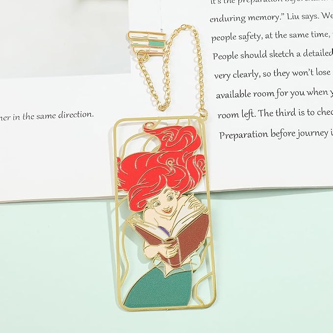 Cute Little Mermaid Anime Metal Book Mark -Metal Bookmarks Anime Fans Collection Accessories Reading Marker Gift for Book Lovers Women Girls Kids (Mermaids Read Book)