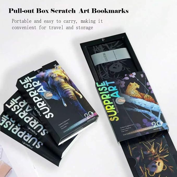 Pull-Out Scratch Art 20-Sheet Natural Wonders Scratch Art Bookmark DIY Art Set—Perfect as Party Favors or Gifts (Animal Bookmarks