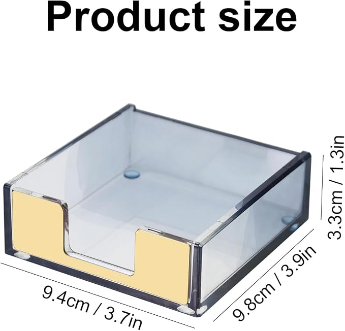 MultiBey Gradient Acrylic Sticky Note Holder, Clear Acrylic Post Note Pad Holder Memo Dispenser Desk Organizer Dispenser with Non-Slip Pads for Office Home Decor (Black)
