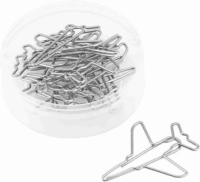 Fydun 10pcs Airplane Shape Paper Clips, Bookmark Marking Tape, Adhesives Fasteners Bookmarks Memo Clamp/Holder Document Organizing Stationery Supplies for Art Projects Scrape Book Office School