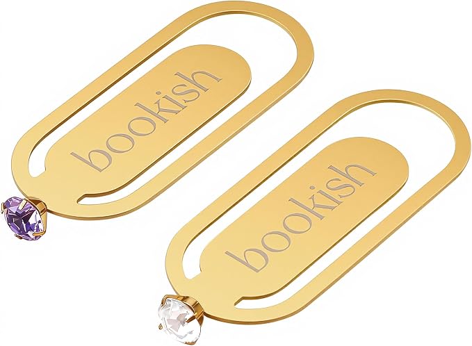 Bookish Bookmark for Women, 2 Pcs Sparkling Metal Book Marks with Crystal Accent for Reading Women Book Lovers, Purple & White