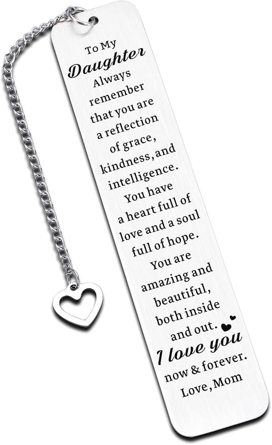 Gifts for Daughters Adult, Daughters Gifts from Mom, Valentines Day Gift for Daughter, Daughter Bookmark, 16th 18th 21st Birthday Gift for Girls, College Girls Dorm Room Essentials