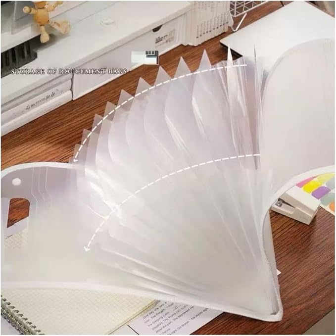 Vertical Accordion File Folder,13 Pockets Expanding File Organize with Labels,A4 Letter Size Paper Document Receipt Organizer Accordion Filing Folder for Classroom, Home,Office.(White)
