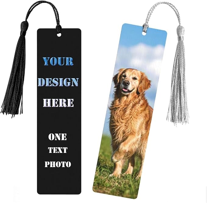 Custom Double-Sided Printed Wooden Bookmarks with 1 Photo & Text, Personalized Design Add Your Own Text/Photo/Logo, Diary Accessories Birthday Presents for Men Women Presents for Book Lovers