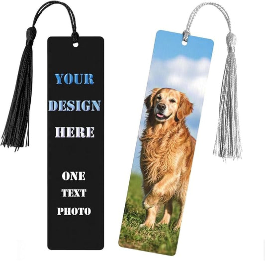 Custom Double-Sided Printed Wooden Bookmarks with 1 Photo & Text, Personalized Design Add Your Own Text/Photo/Logo, Diary Accessories Birthday Presents for Men Women Presents for Book Lovers