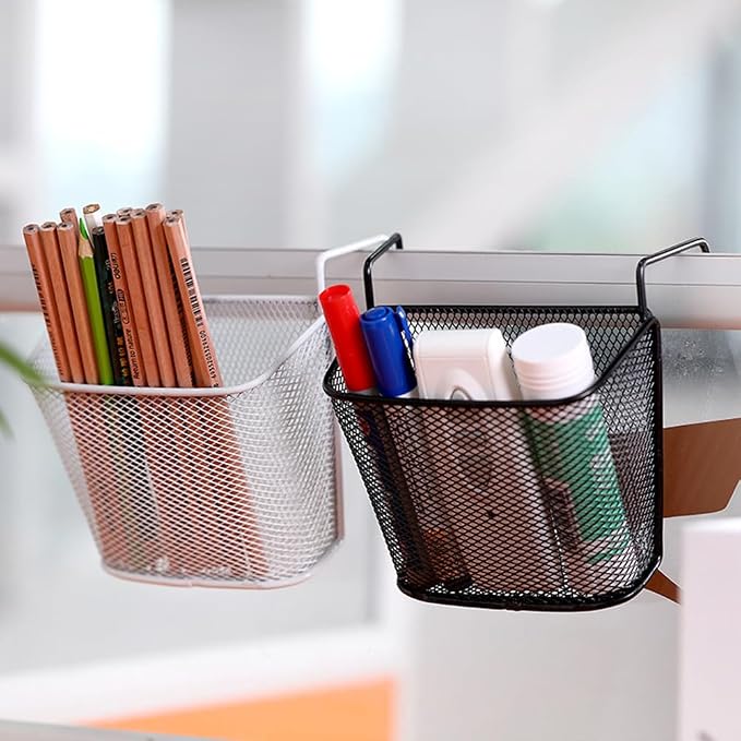 Operitacx Hanging Organizer Office Supply Rack Multifunctional Storage Basket for Pens Pencils Makeup and More Convenient Over-door Design for Office Bedroom Kitchen