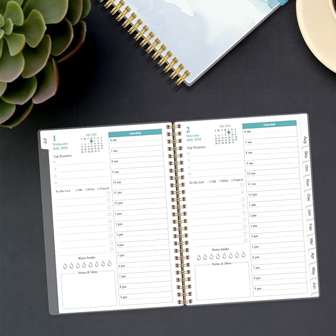 2026-2027 Daily & Monthly Planner - One Page Per Day, Daily Planner from July 2026 to June 2027, Planner 2026-2027 with 12 Monthly Tabs, 6.4" x 8.5", Rose Flower